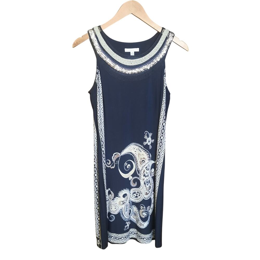 Sandra Darren Womens Sleeveless Studded Collar Shift Dress Size 6